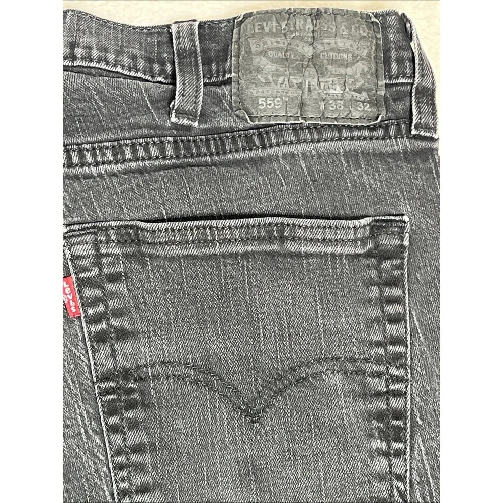 Levis 559 Jeans Mens 38x32 (38x31) Black Straight Leg Denim